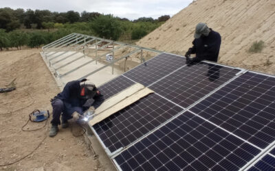 Reg per degoteig amb bombeig solar a una finca d’ametllers
